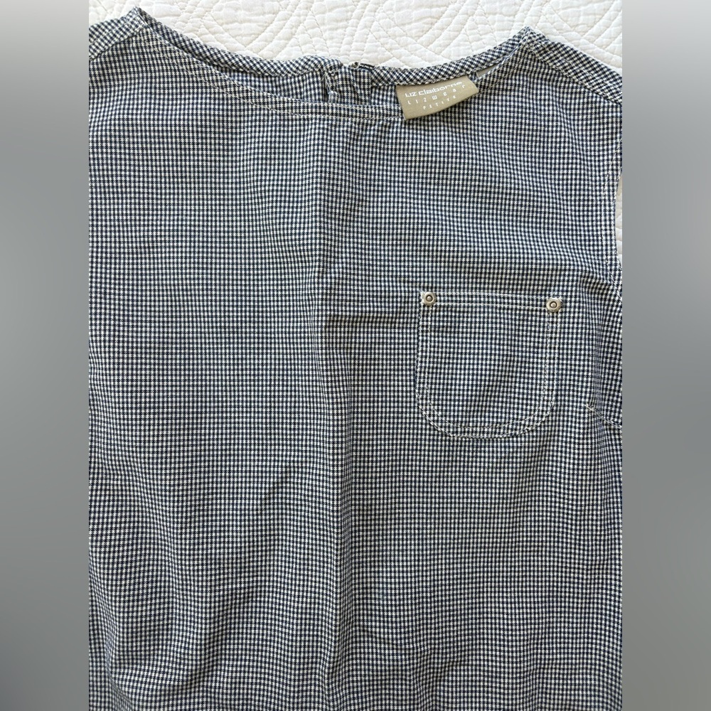 Gingham Liz Claiborne Denim Dress 12 Petite - Picture 5 of 15